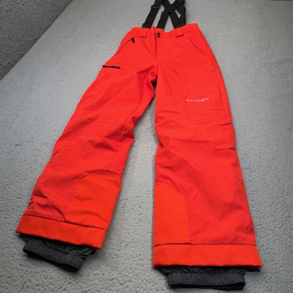 Spyder Snow Pants Boys 16 Red Skiing Polyester Nylon Adjustable Waist Winter